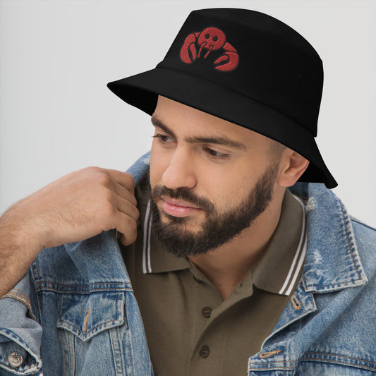 Red Embroidered Lobster Bucket Hat