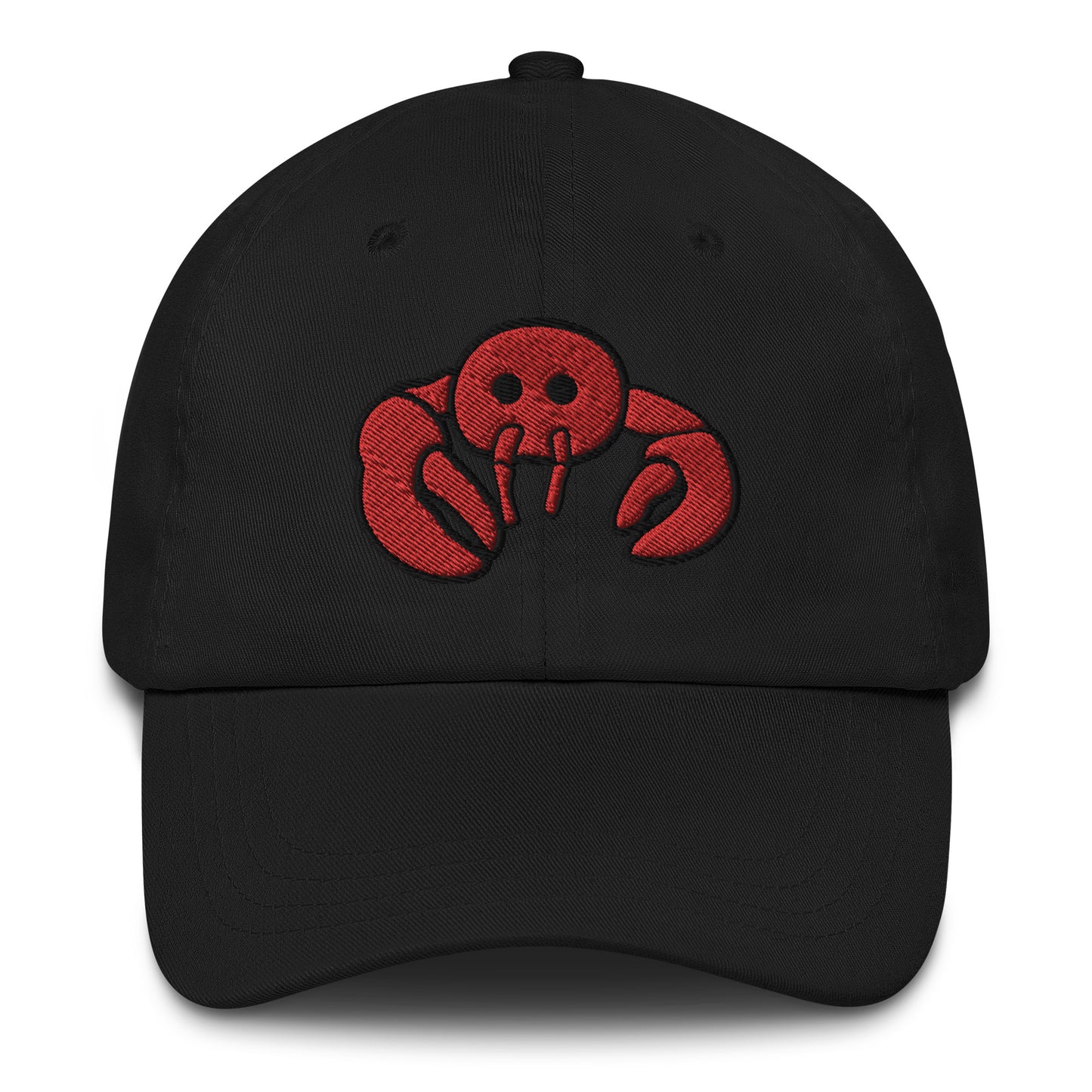 Red Embroidered LobsterDad hat