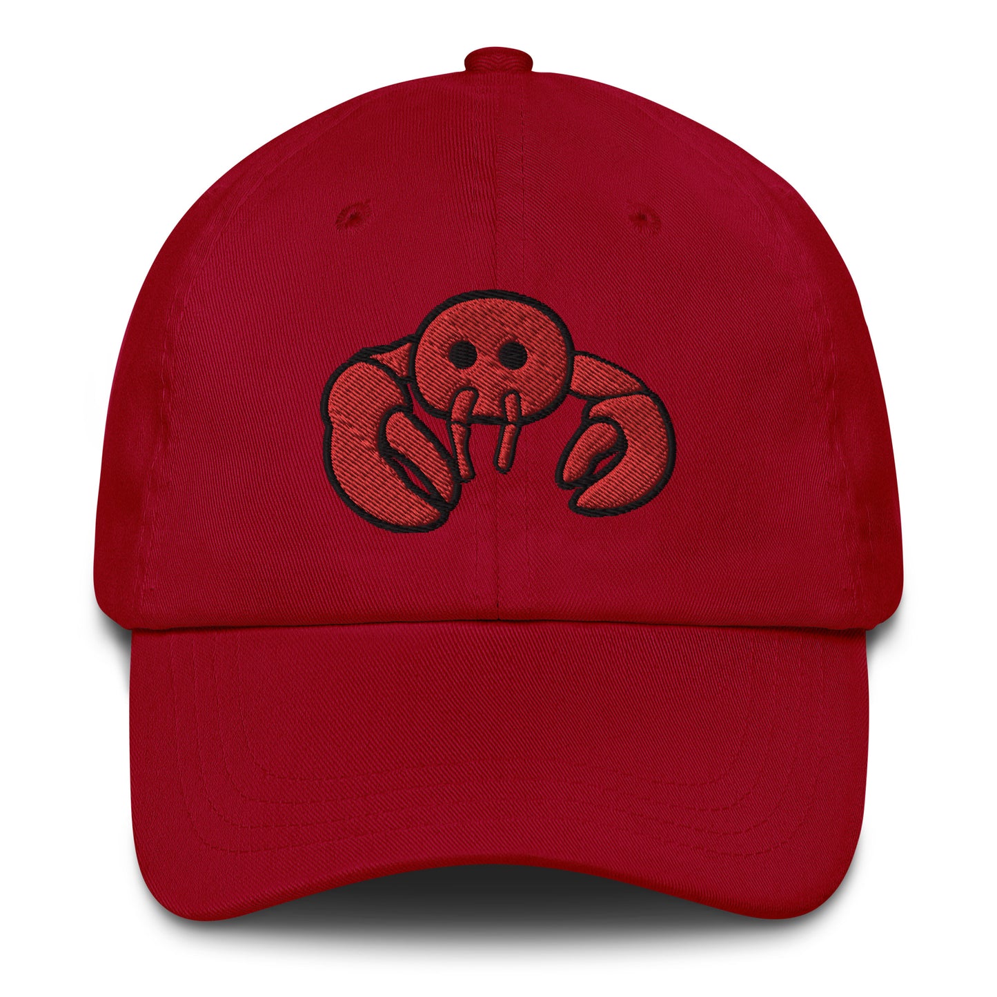 Red Embroidered LobsterDad hat