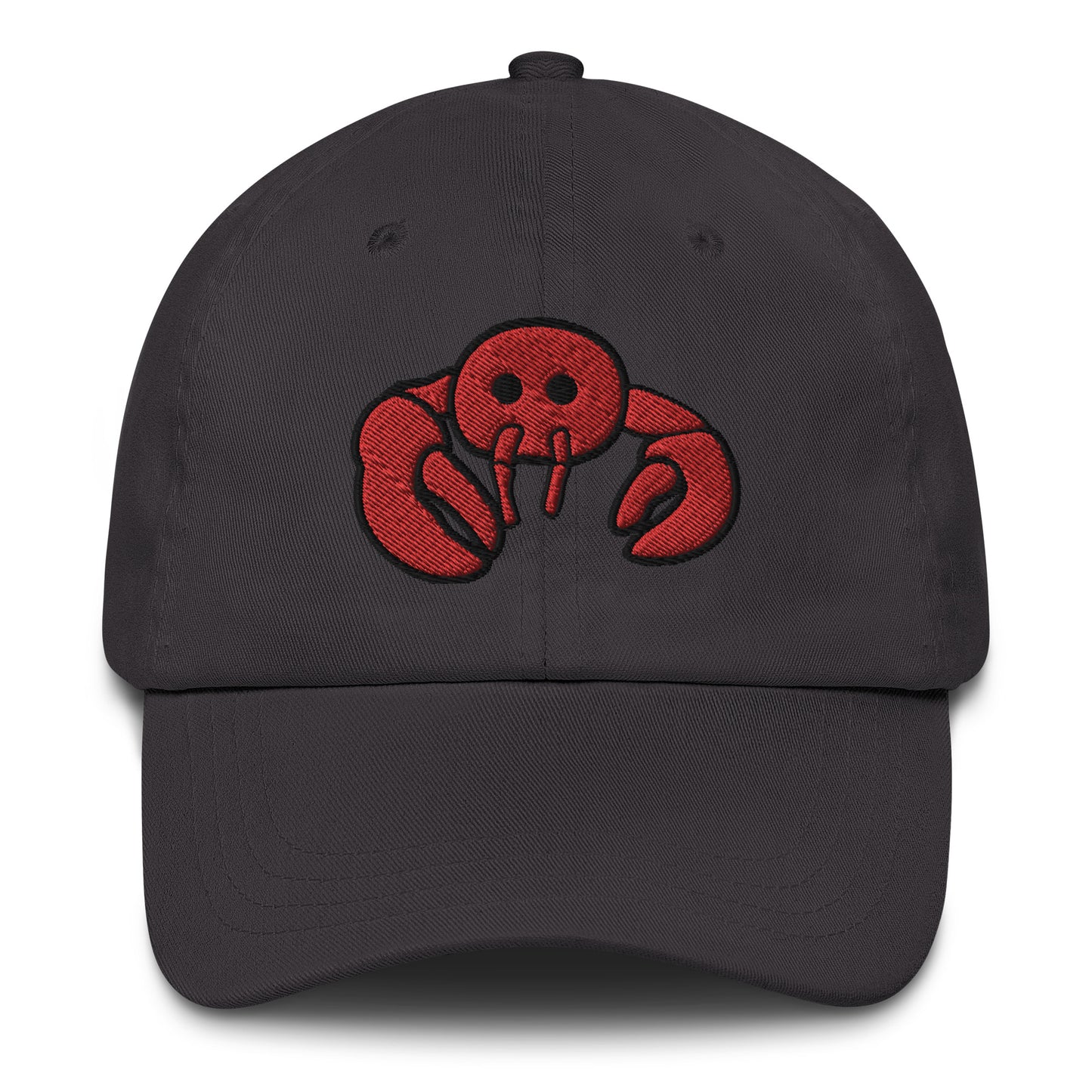 Red Embroidered LobsterDad hat