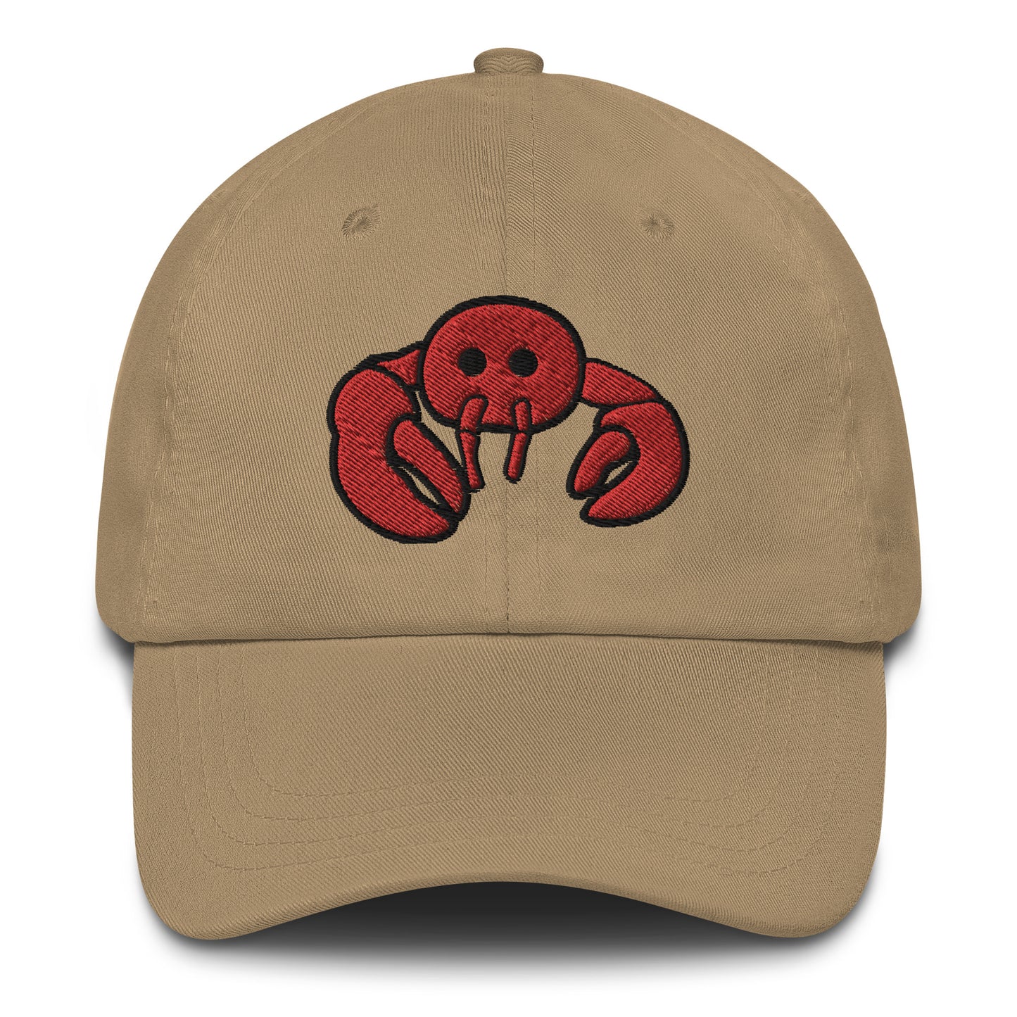 Red Embroidered LobsterDad hat