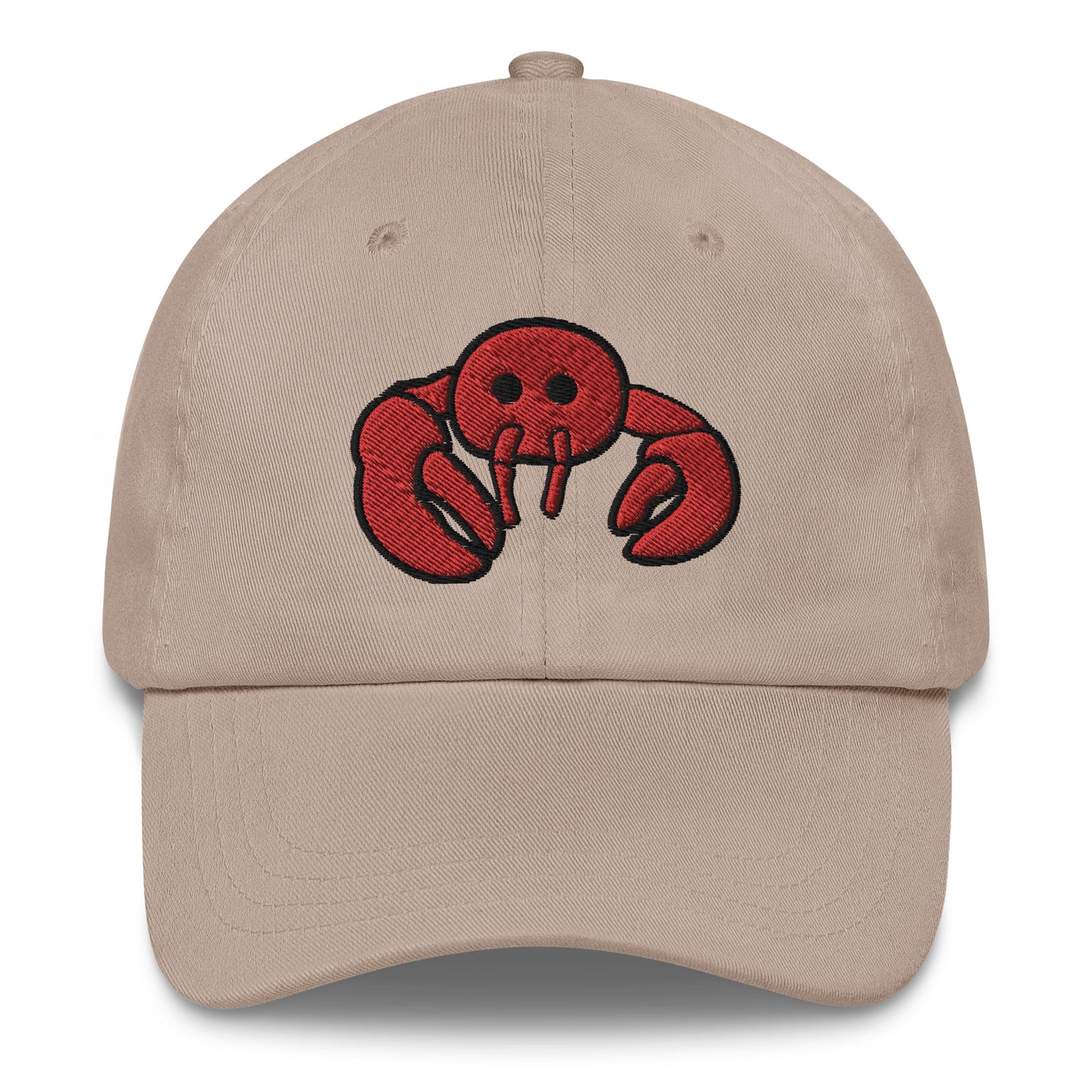 Red Embroidered LobsterDad hat