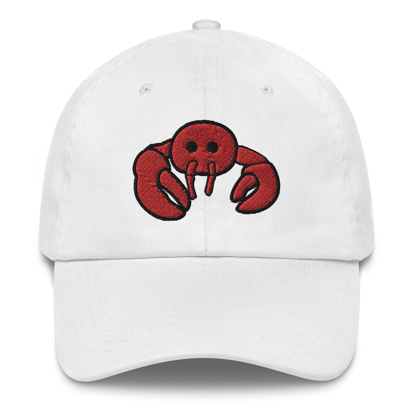 Red Embroidered LobsterDad hat