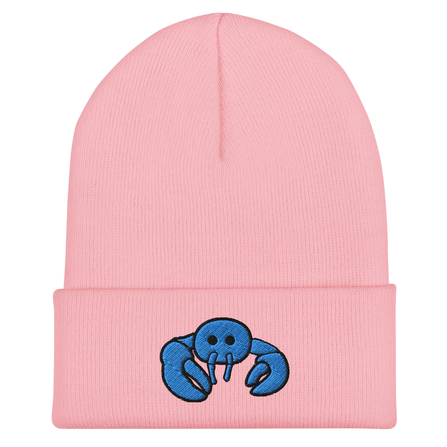 Blue Embroidered Lobster Cuffed Beanie