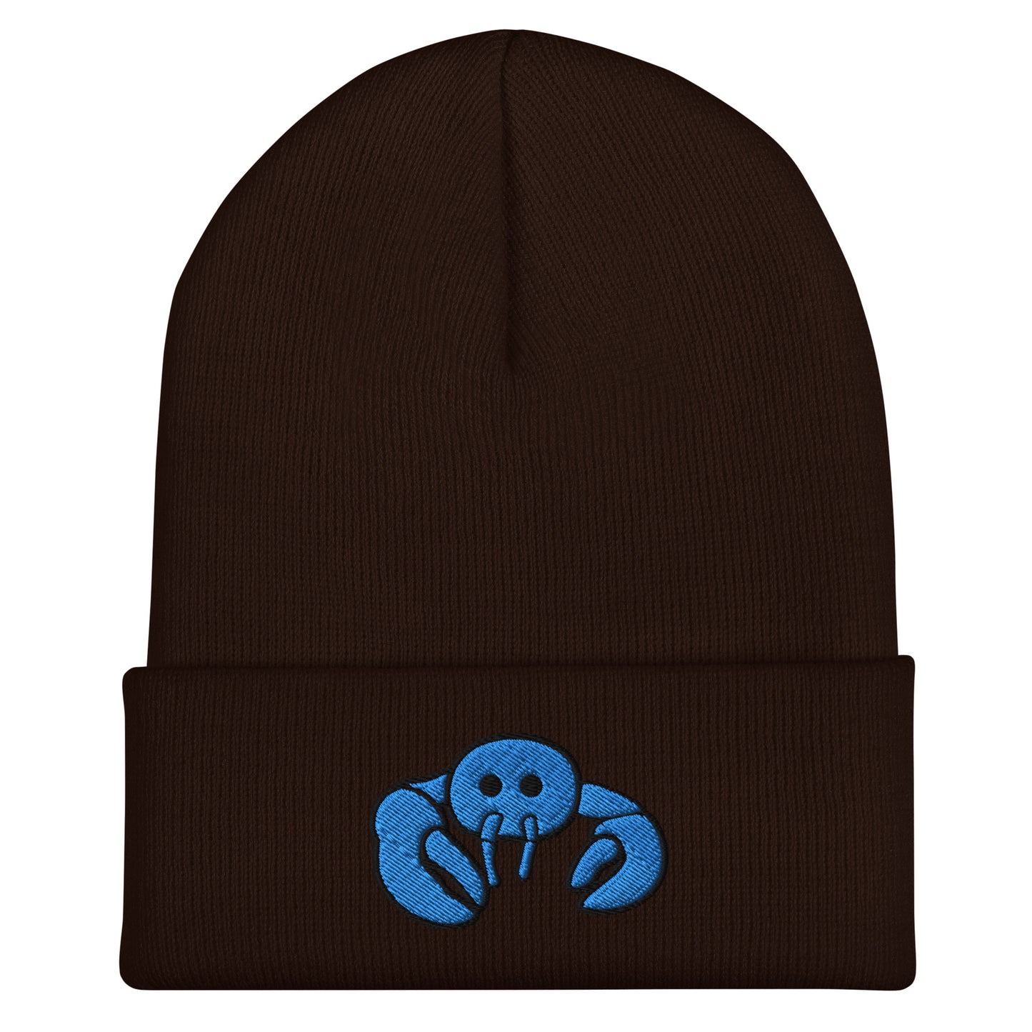 Blue Embroidered Lobster Cuffed Beanie