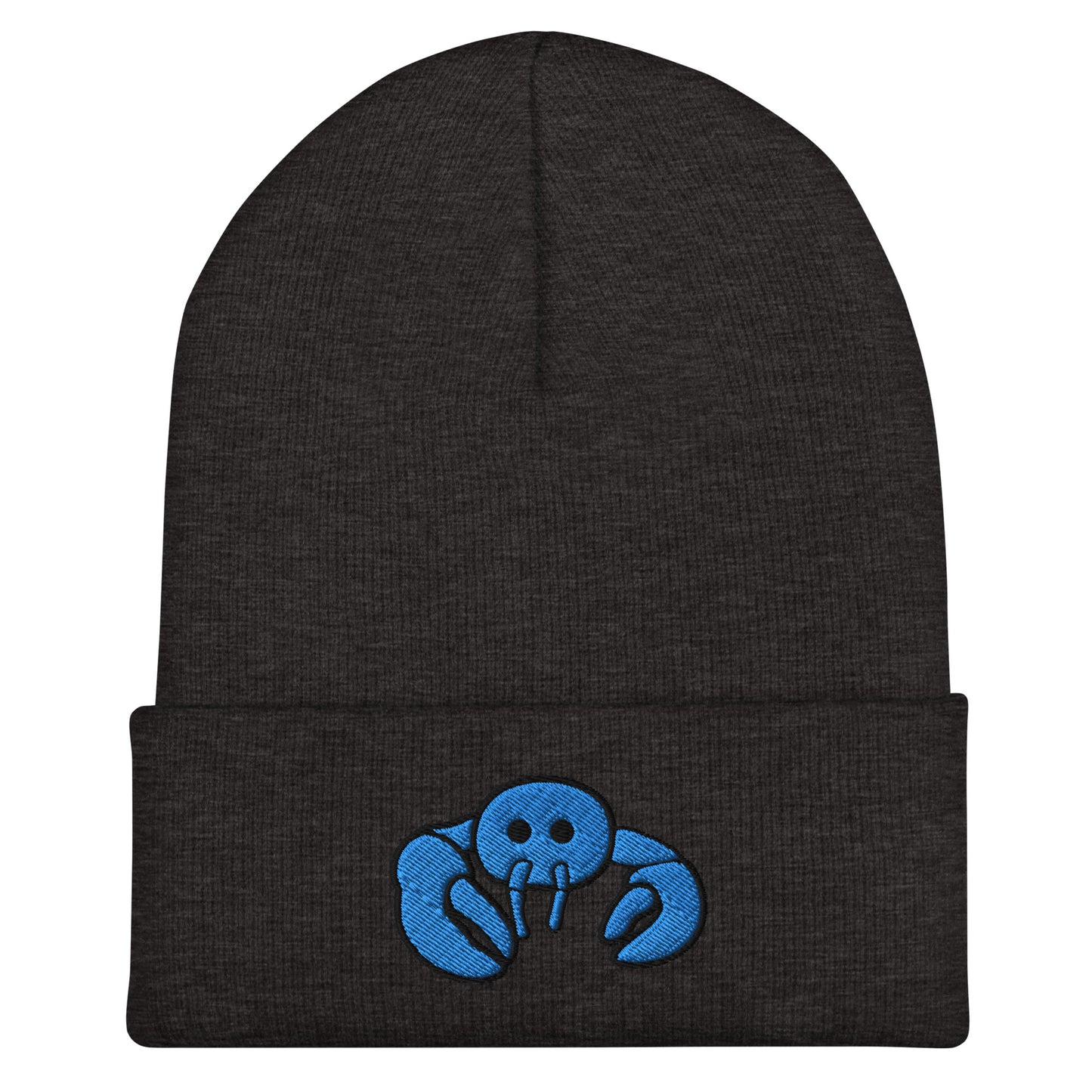 Blue Embroidered Lobster Cuffed Beanie