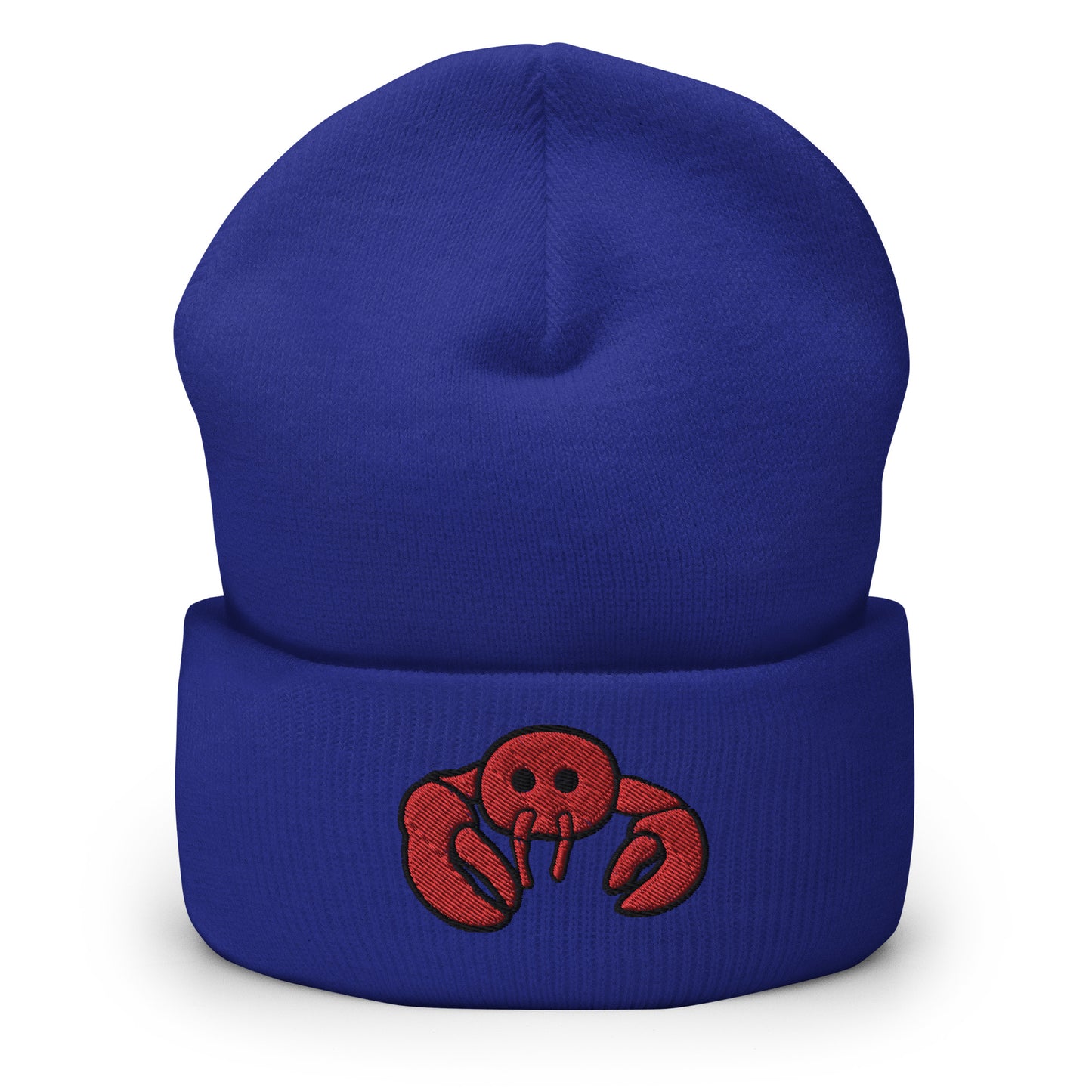 Red Embroidered Lobster Cuffed Beanie