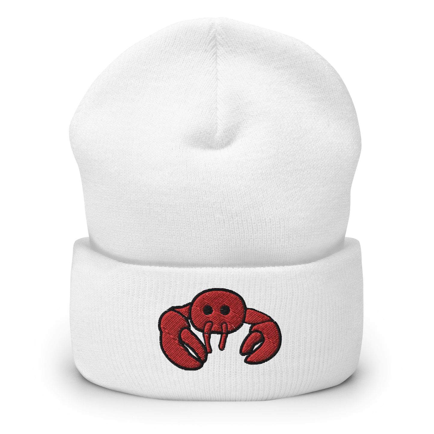 Red Embroidered Lobster Cuffed Beanie