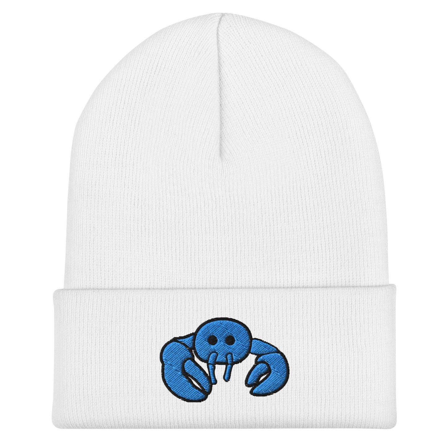 Blue Embroidered Lobster Cuffed Beanie