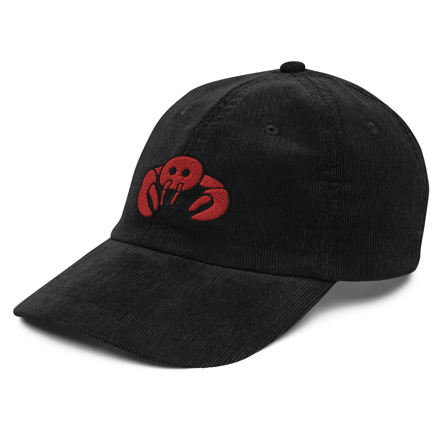 Red Embroidered Lobster Corduroy Cap